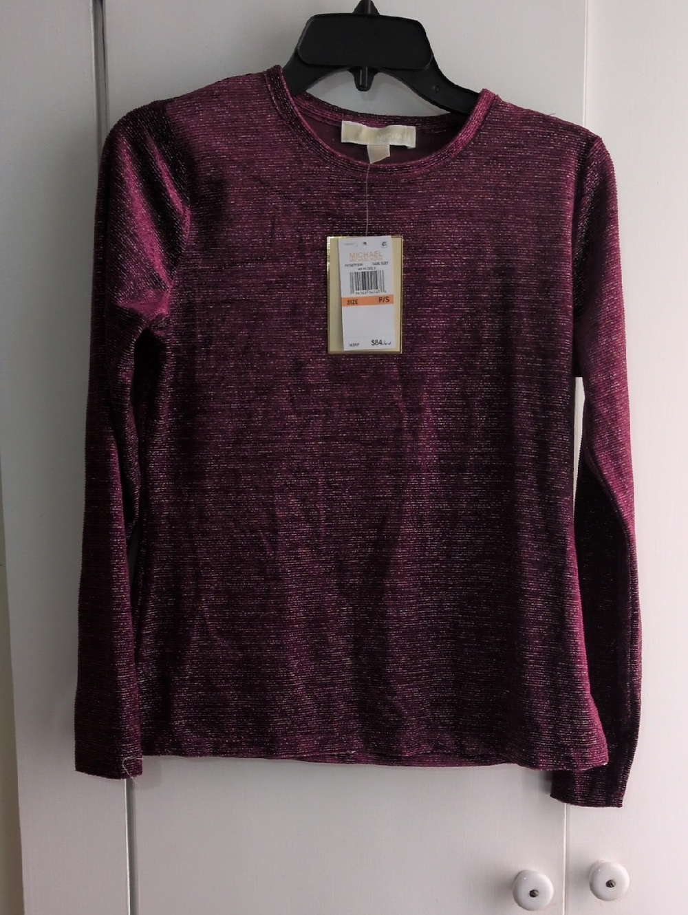 MICHAEL Michael Kors Metallic Plum Long Sleeve Top